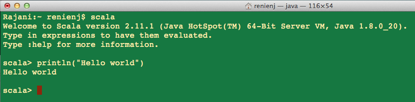 scala hello world
